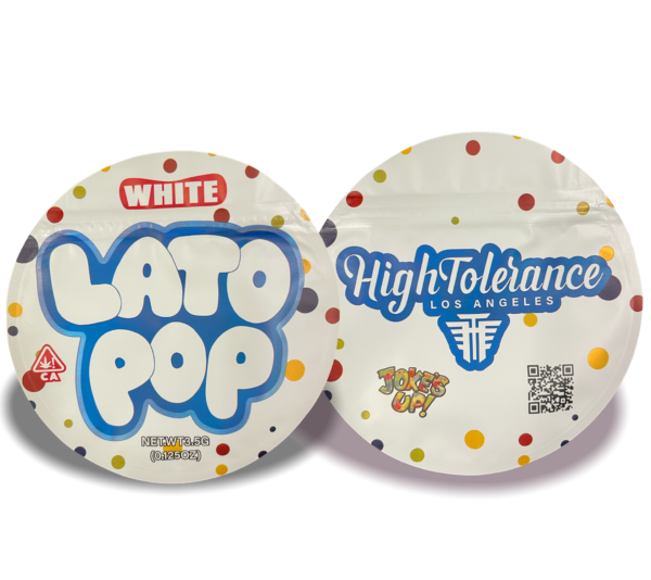 Lato Pop White mylar bags 3.5 grams