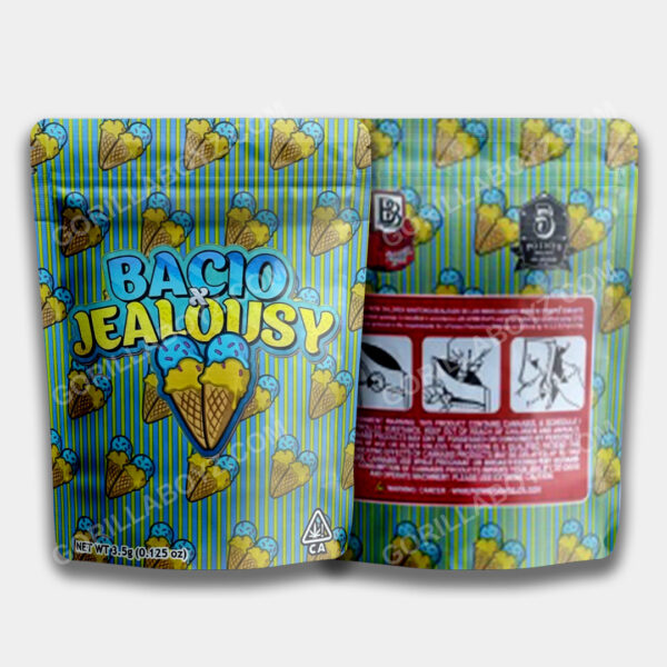 Bacio Jealousy mylar bags 3.5 grams