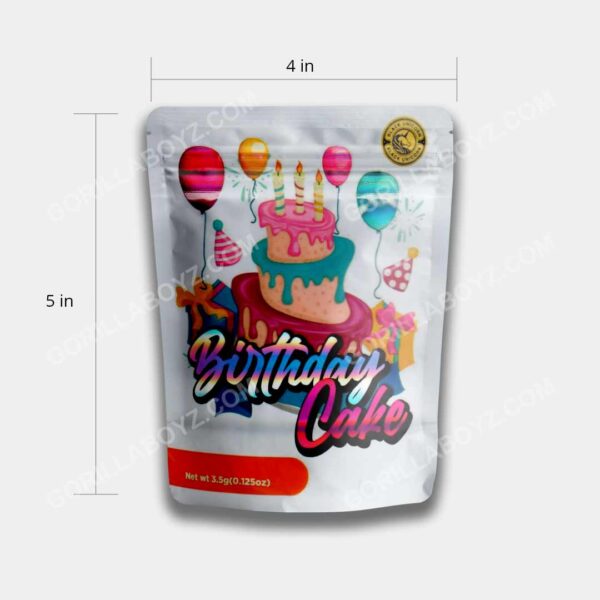 Birthday Cake mylar bags 3.5 grams dimensions