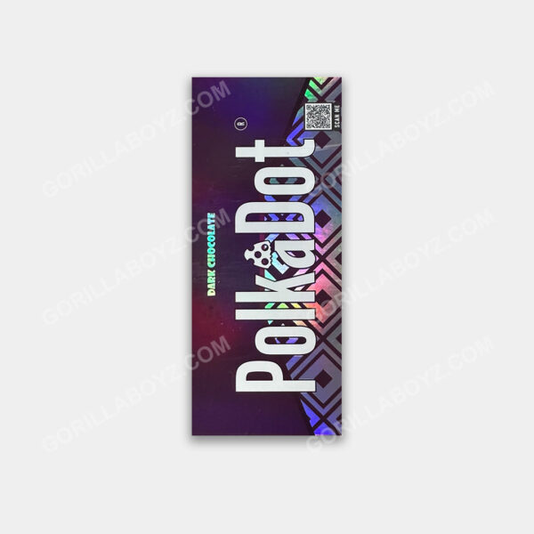 Dark Chocolate shrooms packaging polka dot