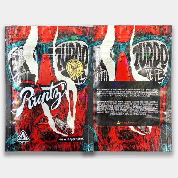 Runtz el zurdo holographic 3.5 grams mylar bags