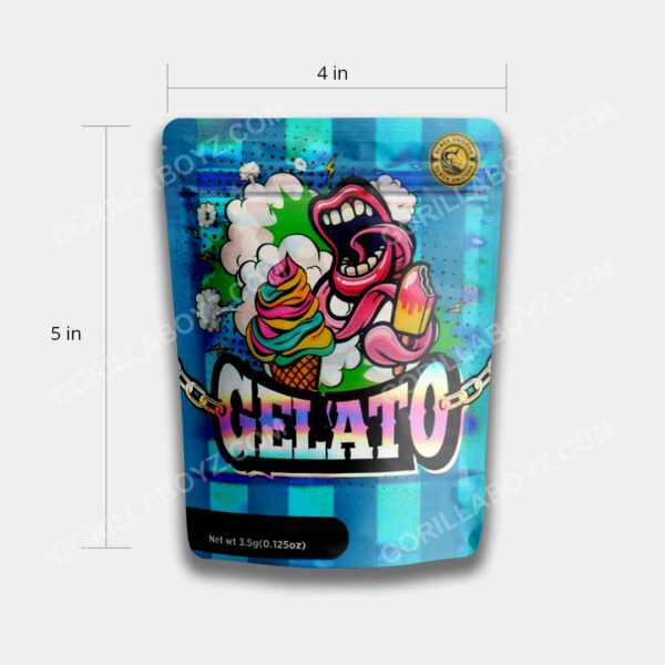 Gelato mylar bags 3.5 grams dimensions