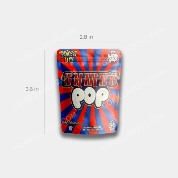 Gumbo Pop 1 gram mylar bag dimensions