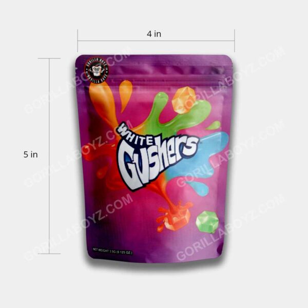 white gushers mylar bags