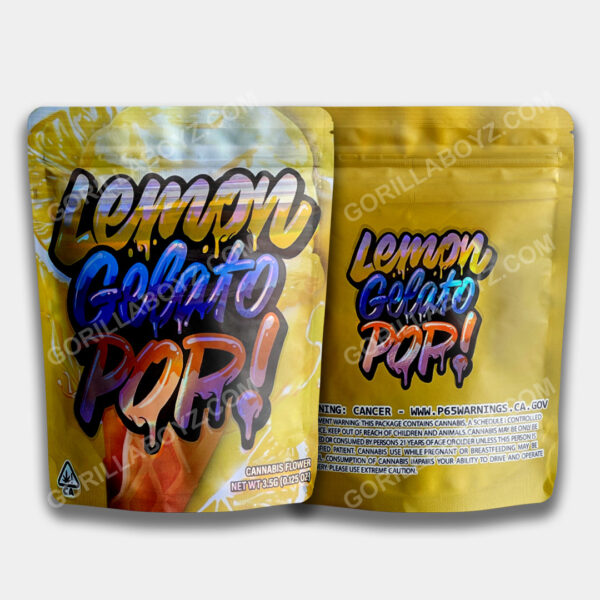 Lemon Gelato Pop mylar bags 3.5 grams