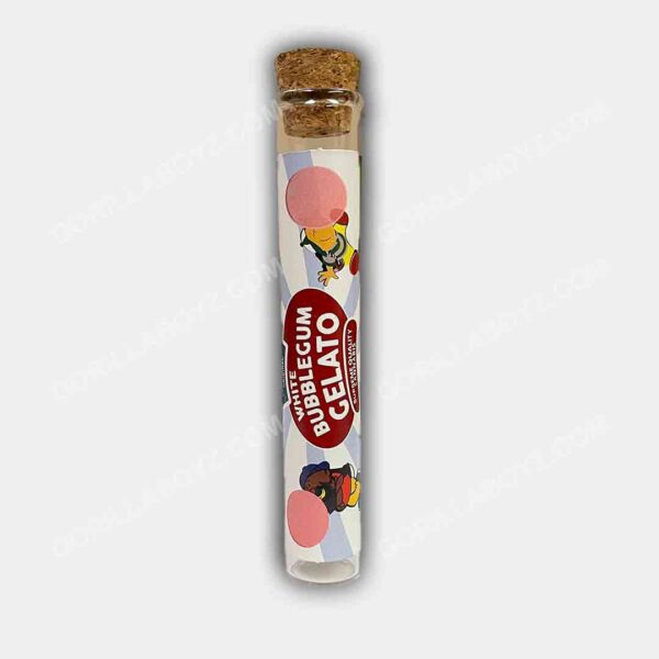 White Bubblegum Gelato glass tube container with cork